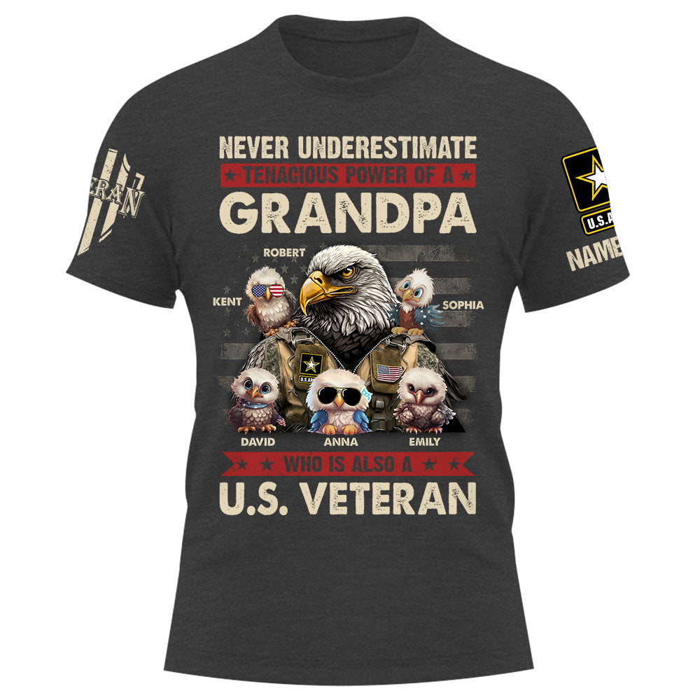 Personalized Shirt Never Underestimate Tenacious Power Grandpa Who Is Also A Veteran Custom Shirt Grandpa Veteran K1702