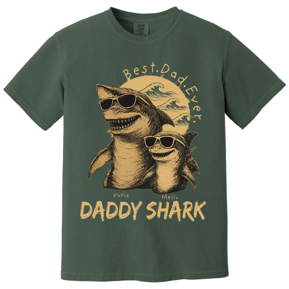 Best Daddy Ever, Personalized Daddy Shark T-Shirt, Father Day Funny Gifts for Dad, Papa A2110 T24