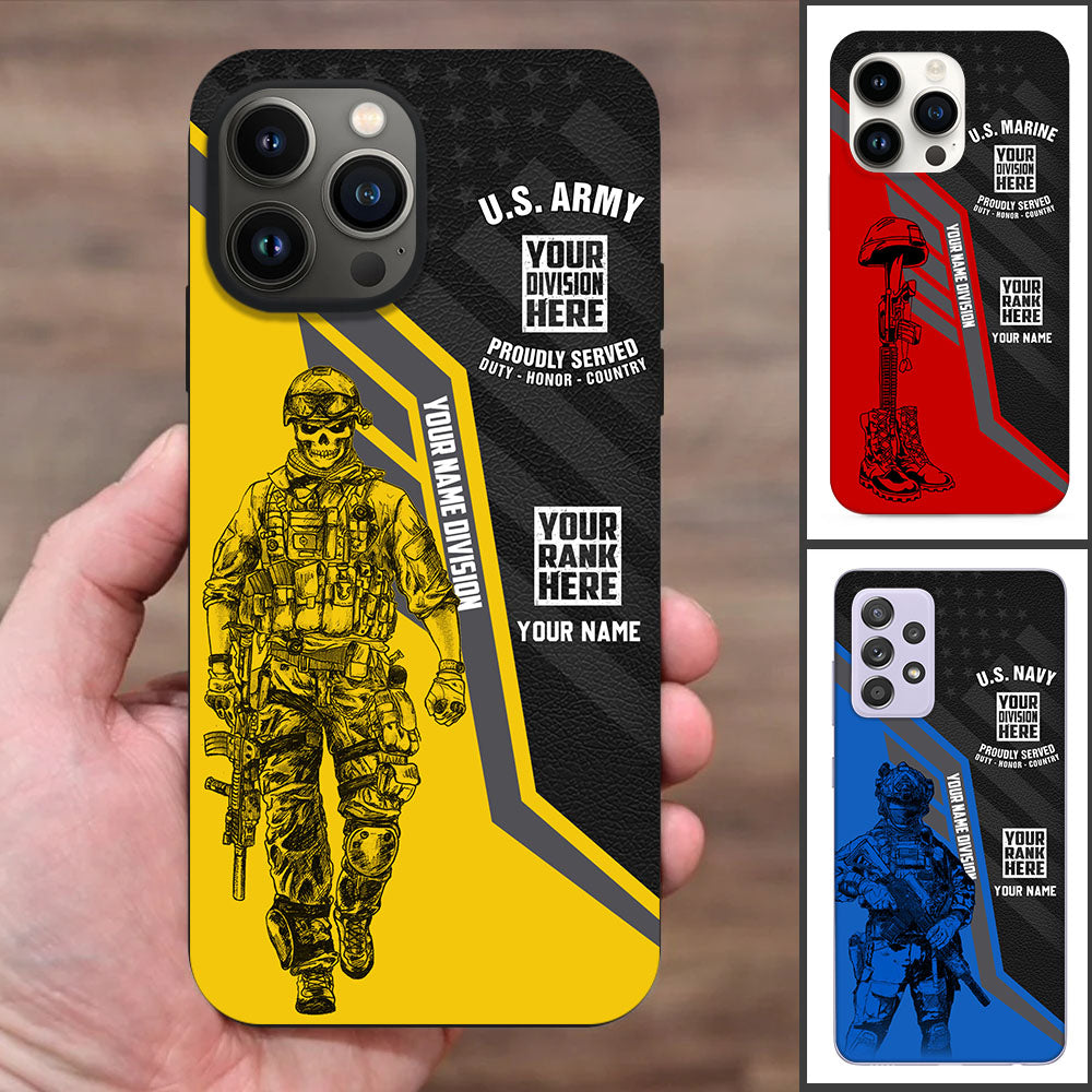 Personalized Phone Case For Veteran Customize All Branches, Rank Name Veteran K1702