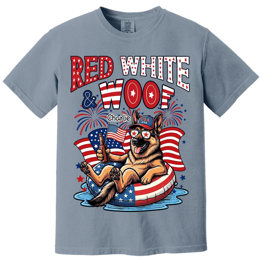 Red White Woof, Custom Photo Pet Shirt, America 250th Anniversary Gifts For Dog Cat Lovers, Dog Dad And Mom, Cat Owners T1807 Hv01
