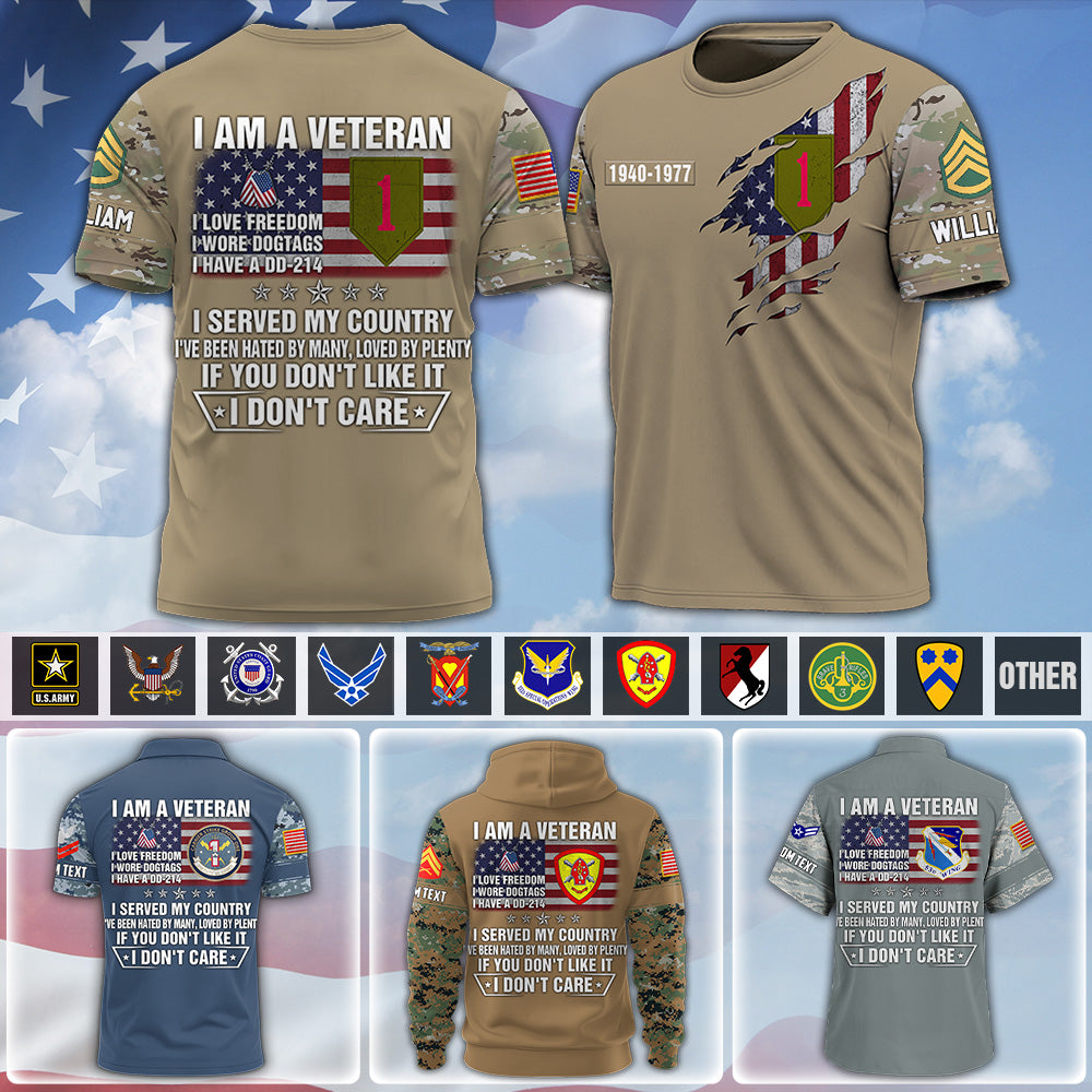 Custom Military Veteran Shirt I Am A Veteran I Love Freedom I Wore Dogtags I Have A DD214 Gift For Veterans K1702 MT2