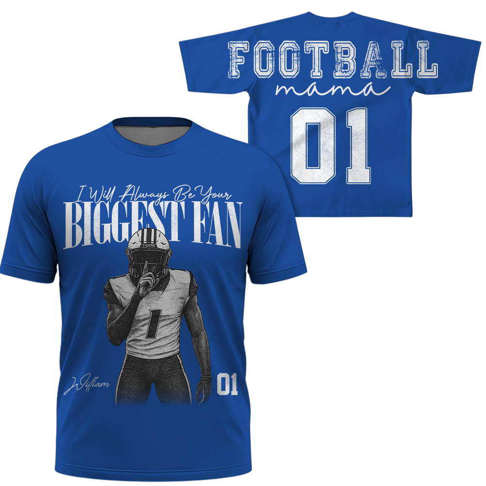 Personalized I'll Always Be Your Biggest Fan Shirt, Custom Player Photo & Number, Football Mom Gift for Game Day Na02 Hv01