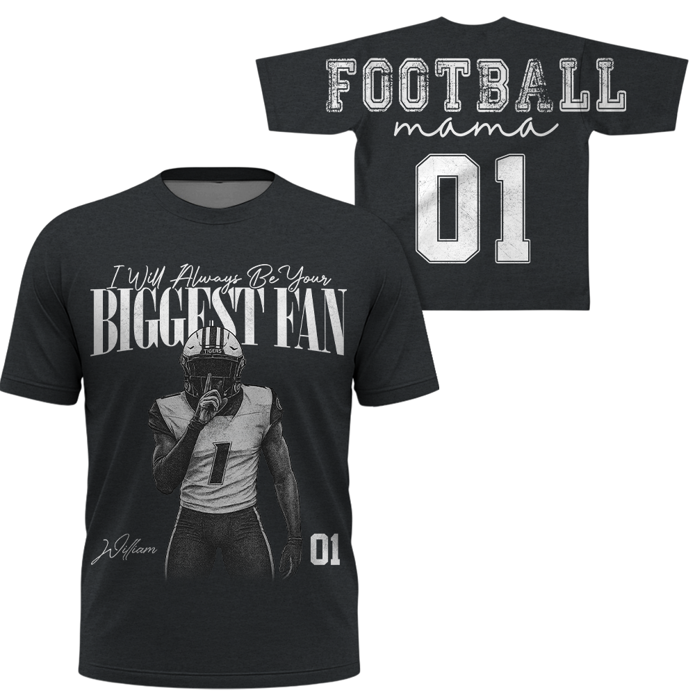 Personalized I'll Always Be Your Biggest Fan Shirt, Custom Player Photo & Number, Football Mom Gift for Game Day Na02 Hv01