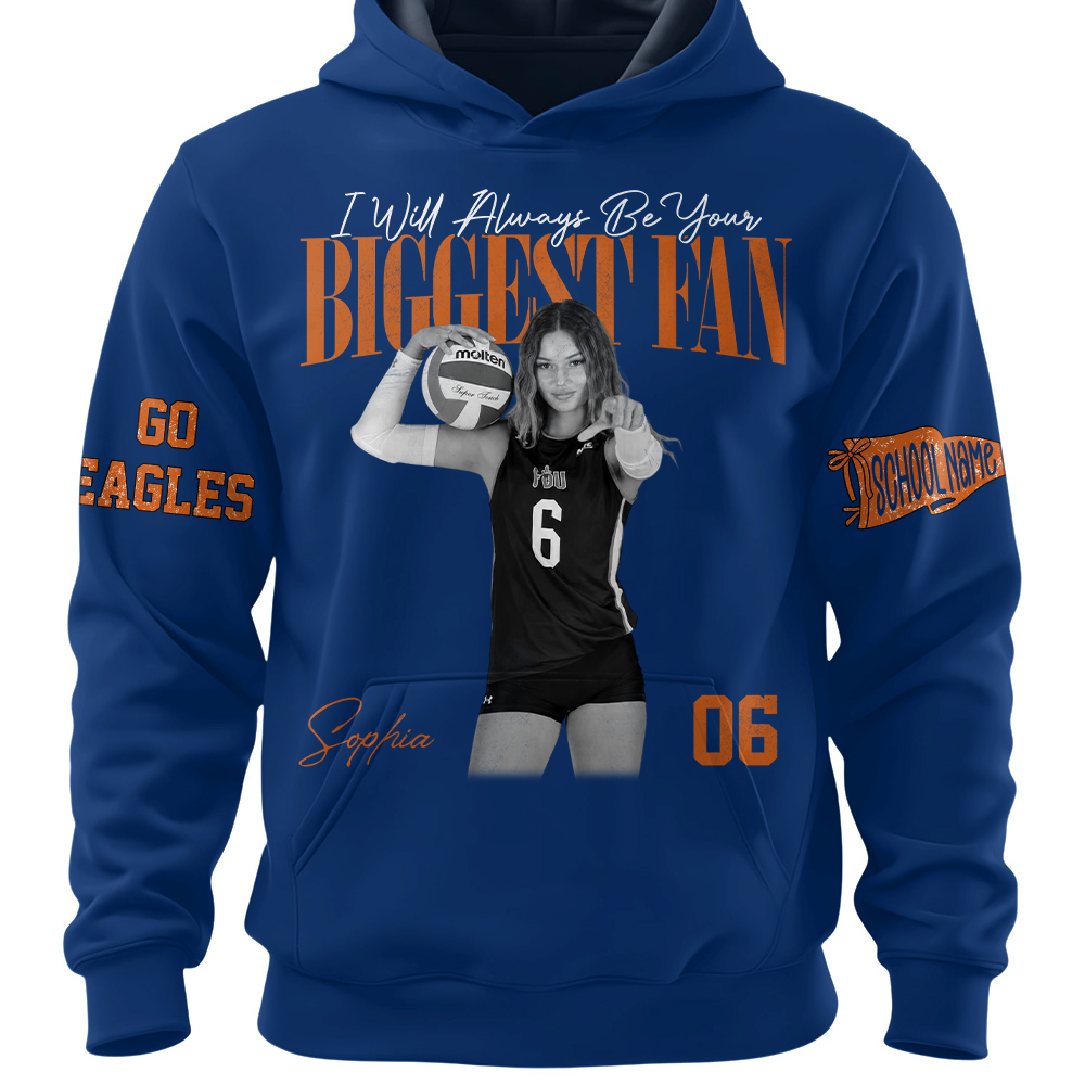 I'll Always Be Your Biggest Fan, Personalized Vintage “Biggest Fan” Volleyball Shirt, Custom School Team Name, Gift For Volleyball Lovers T1807 TH23