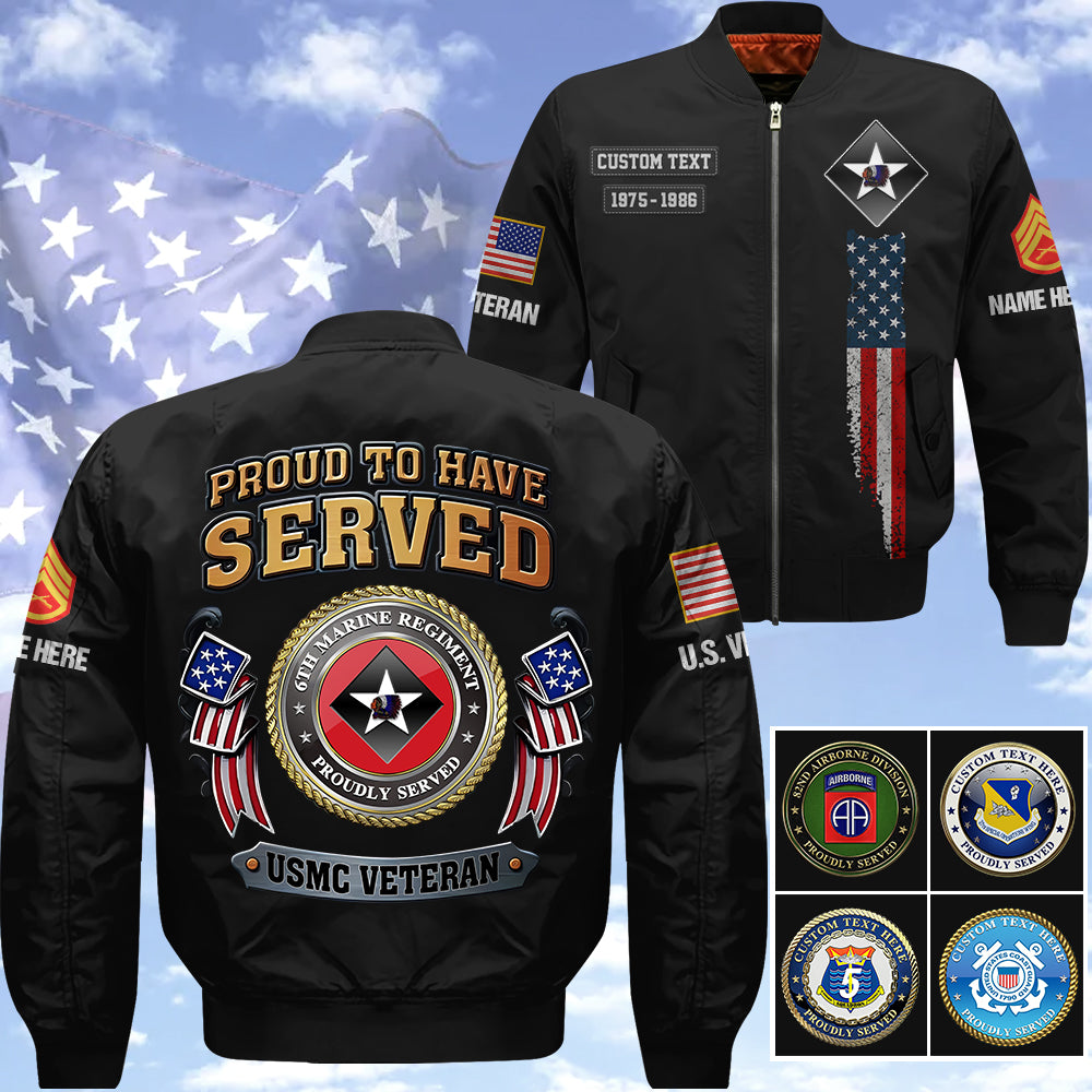 Custom Bomber Jackets US Military Veteran Available All Branches Logo Division Personalized Gift For Veteran K1702 Trhn