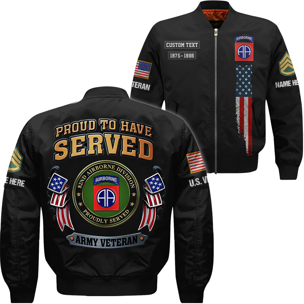 Custom Bomber Jackets US Military Veteran Available All Branches Logo Division Personalized Gift For Veteran K1702 Trhn