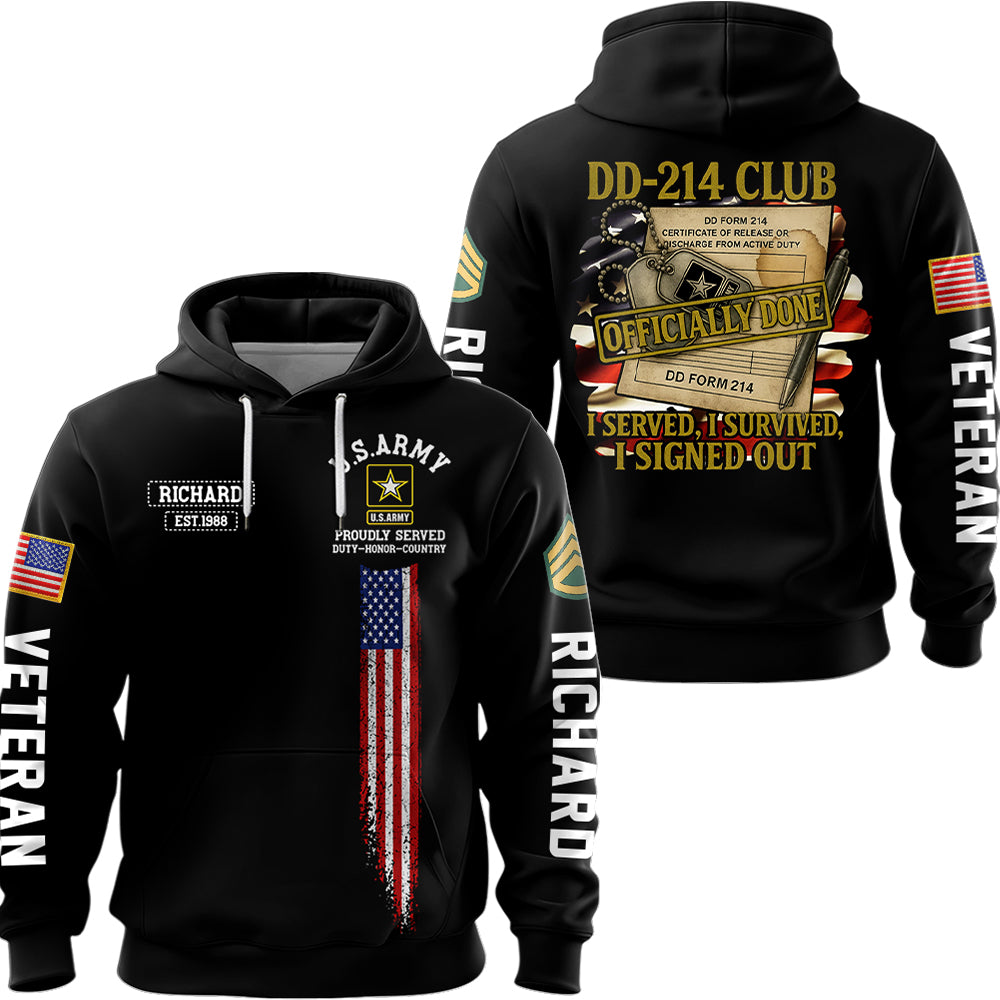 Personalized All Over Print Shirt DD-214 Club I Served I Survived I Signed Out Gift For Veterans K1702 Hv01