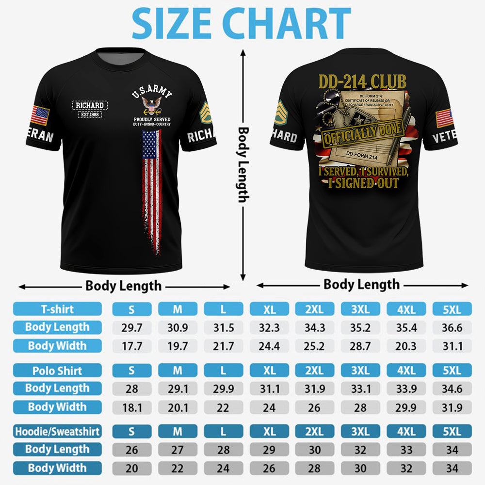 Personalized All Over Print Shirt DD-214 Club I Served I Survived I Signed Out Gift For Veterans K1702 Hv01