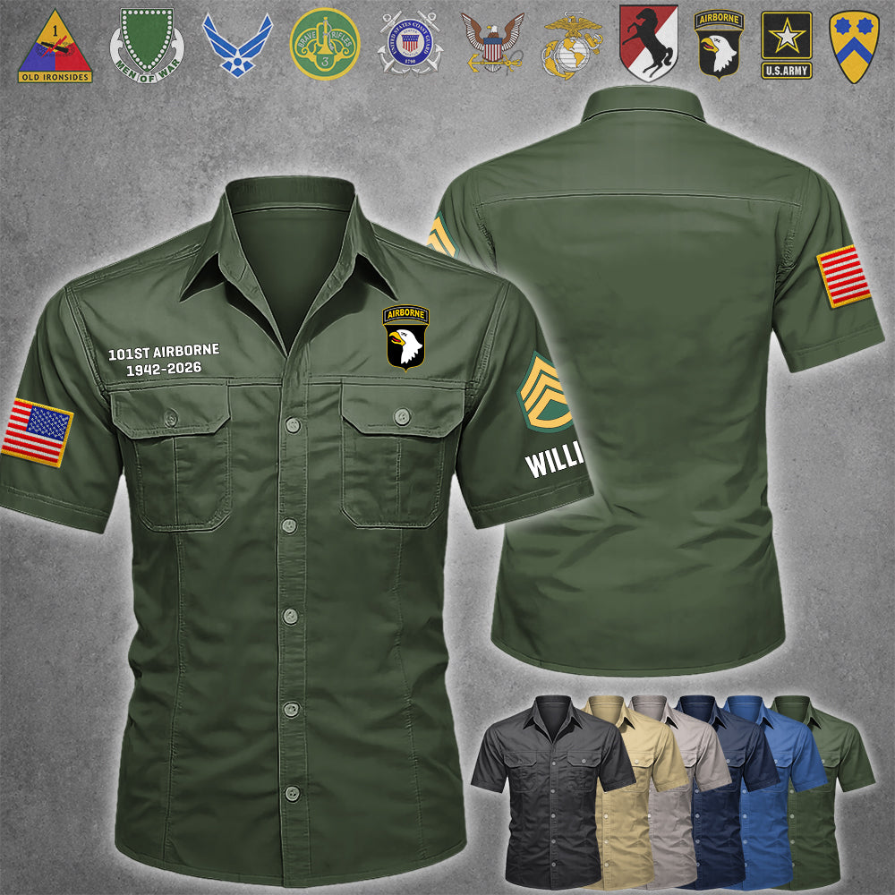 Cotton Cargo Shirts Veteran Gift Custom Military Patches Available All Military Branches K1702 MT2