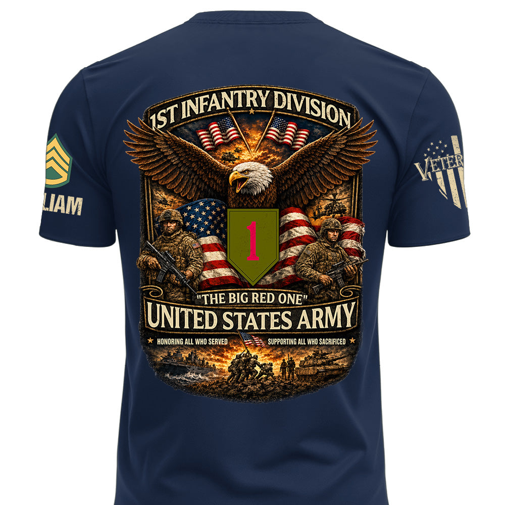 US Military Classic Shirt Custom All Branches Rank Division Name For Military Retirement Veteran Dad Grandpa K1702 MT2