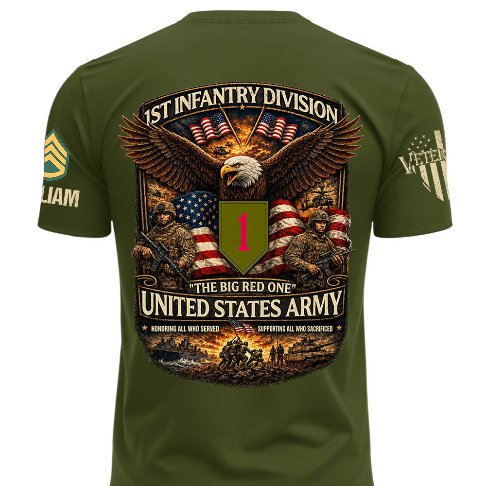 US Military Classic Shirt Custom All Branches Rank Division Name For Military Retirement Veteran Dad Grandpa K1702 MT2