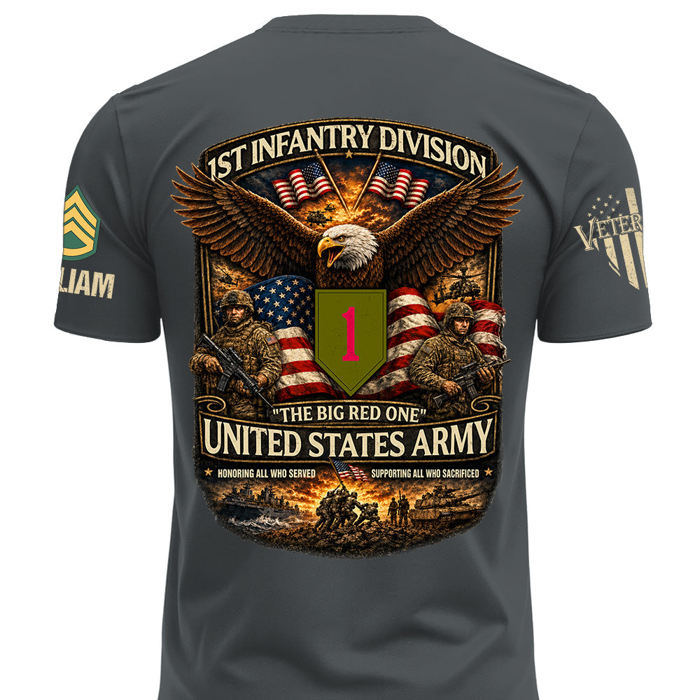 US Military Classic Shirt Custom All Branches Rank Division Name For Military Retirement Veteran Dad Grandpa K1702 MT2