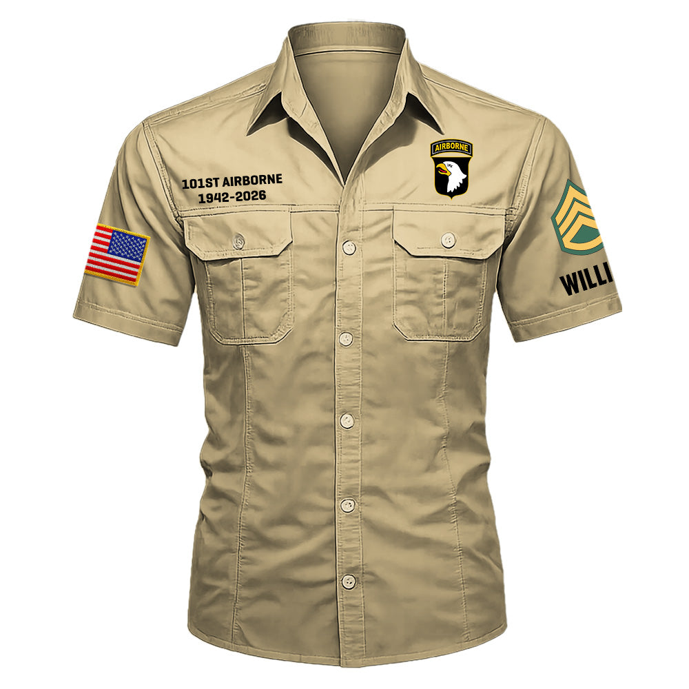 Cotton Cargo Shirts Veteran Gift Custom Military Patches Available All Military Branches K1702 MT2