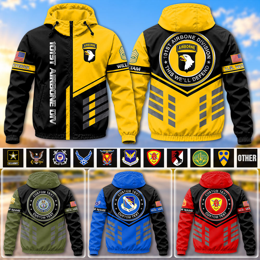 Personalized Windbreaker Jacket Proudly Served U.S Military Veteran Gift For US Military Veteran K1702 MT2