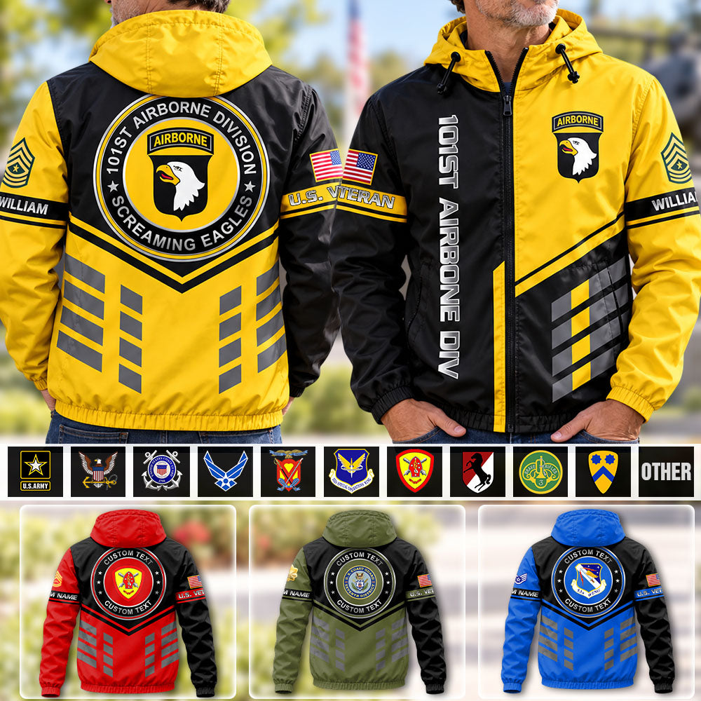 Personalized Windbreaker Jacket Proudly Served U.S Military Veteran Gift For US Military Veteran K1702 MT2