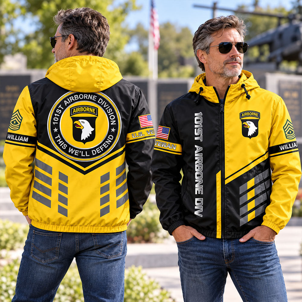 Personalized Windbreaker Jacket Proudly Served U.S Military Veteran Gift For US Military Veteran K1702 MT2