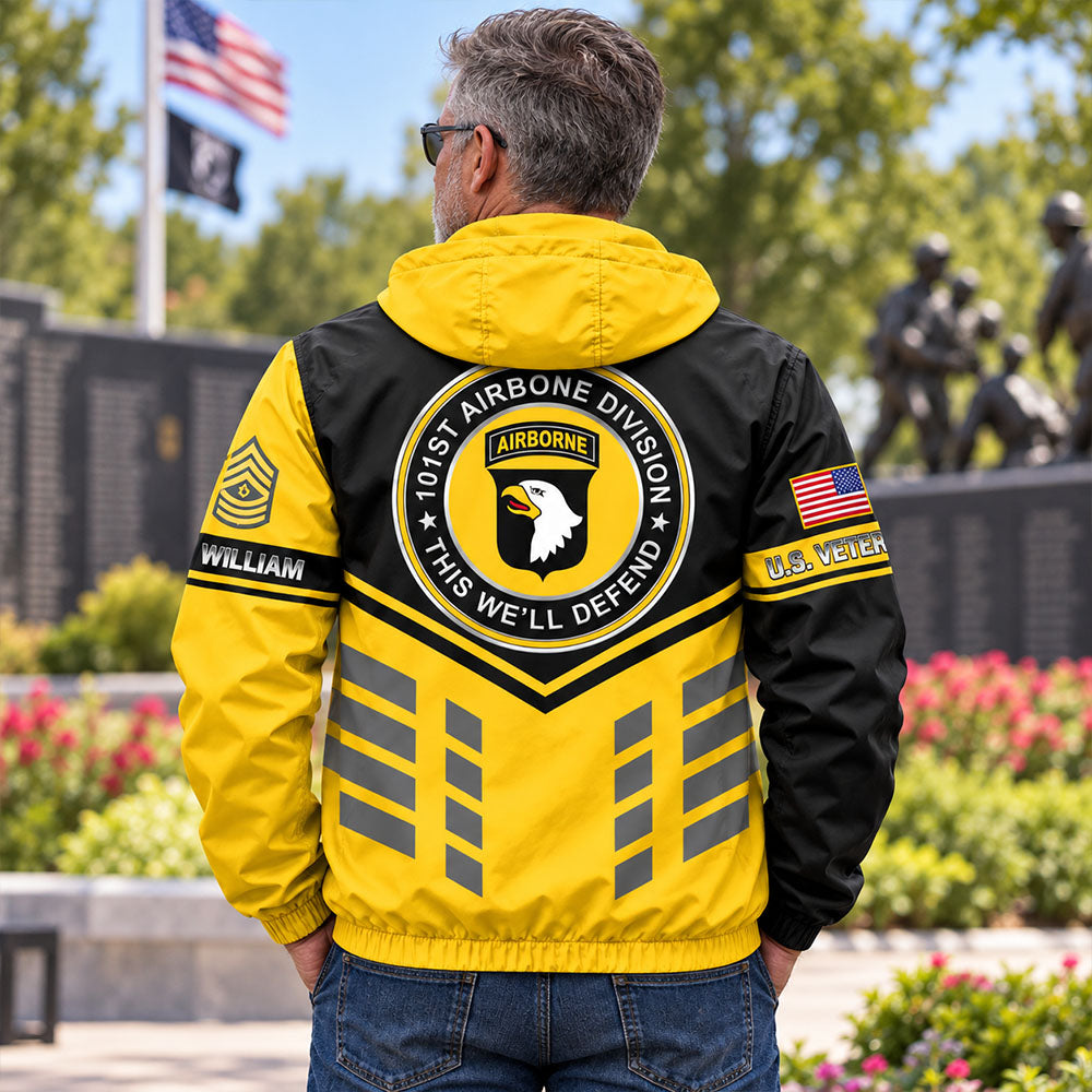 Personalized Windbreaker Jacket Proudly Served U.S Military Veteran Gift For US Military Veteran K1702 MT2