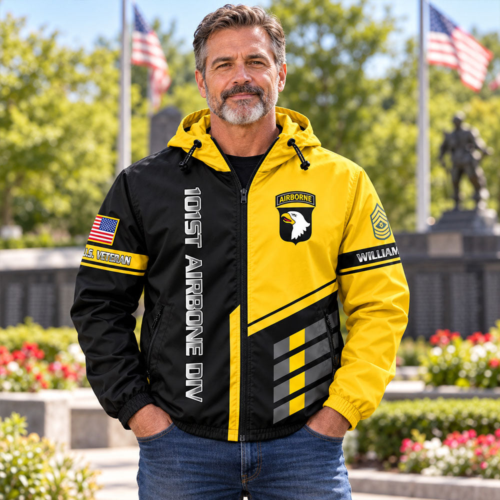 Personalized Windbreaker Jacket Proudly Served U.S Military Veteran Gift For US Military Veteran K1702 MT2