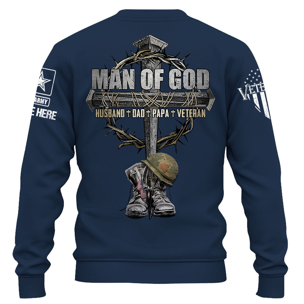 Man Of God Husband Dad Papa Veteran Personalized Shirt For Father's Day For Veterans K1702