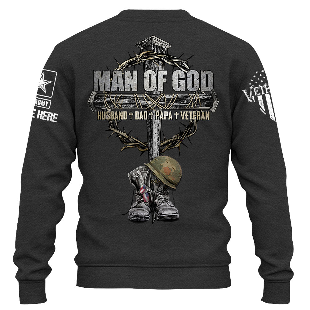 Man Of God Husband Dad Papa Veteran Personalized Shirt For Father's Day For Veterans K1702
