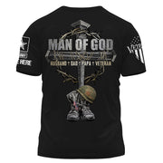 Man Of God Husband Dad Papa Veteran Personalized Shirt For Father's Day For Veterans K1702