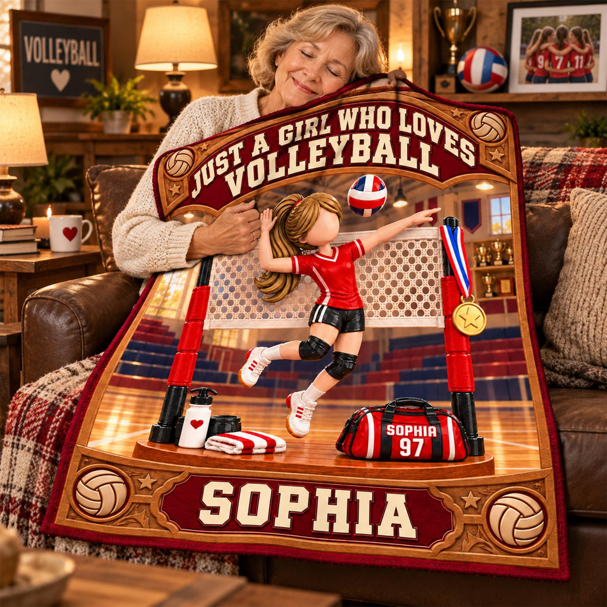 Personalized Volleyball Player Christmas Blanket, Custom Name, Number & Uniform Colors, Just a Girl Who Loves Volleyball Gift C2408 Hv01 DH09