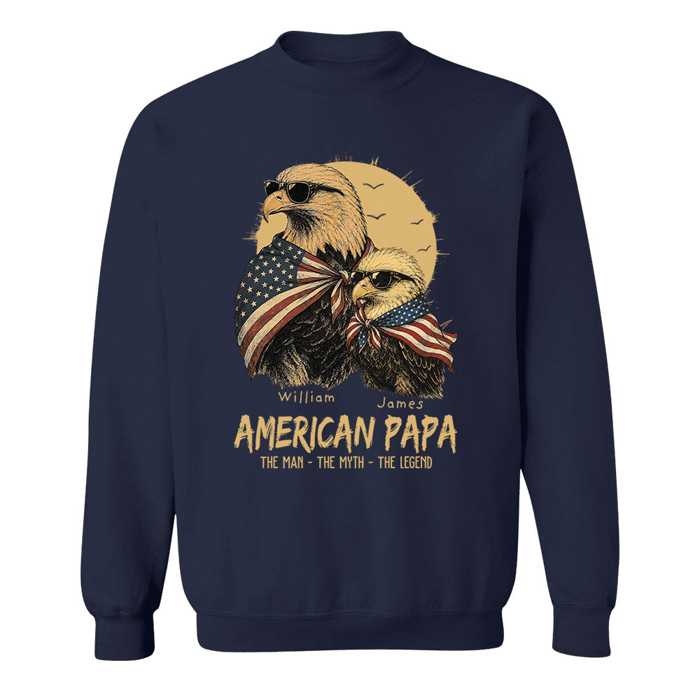 American Dad The Man The Myth The Legend, Personalized Papa T-Shirt Father's Day, Cool Dad Eagle Tee, Gifts for Dad Husband MI209 VH01