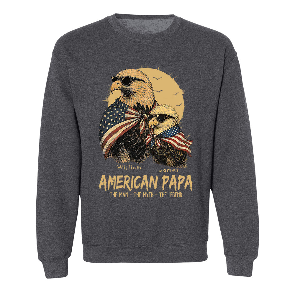 American Dad The Man The Myth The Legend, Personalized Papa T-Shirt Father's Day, Cool Dad Eagle Tee, Gifts for Dad Husband MI209 VH01