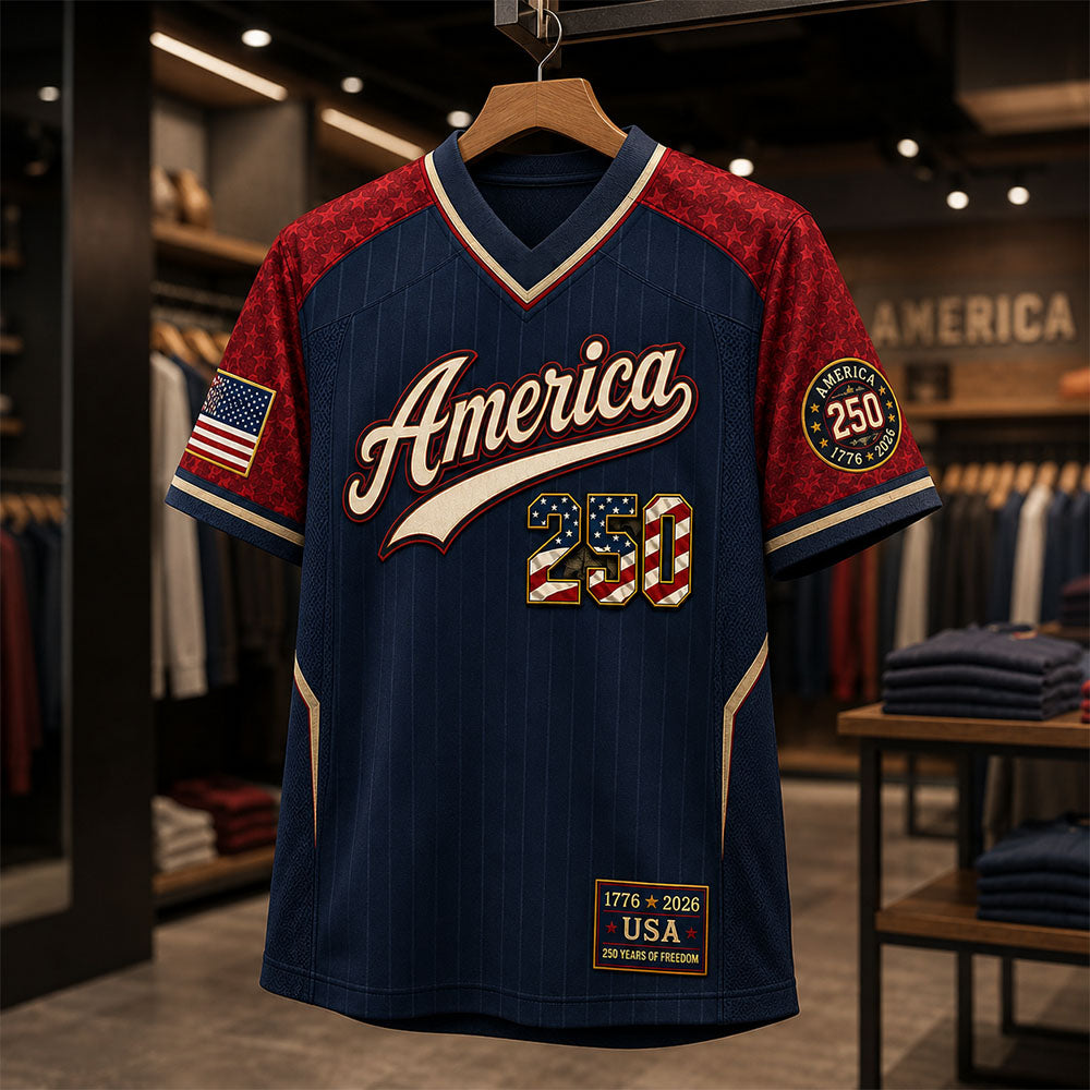 Personalized America 250 Football Jersey, Custom Name Number USA 1776 2026 Jersey, Patriotic Liberty Bell Shirt, 4th of July Gift Pt99