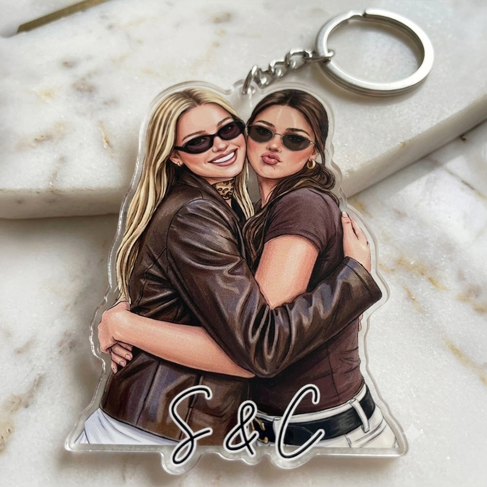 Best Friends Forever - Custom Photo Shaped Acrylic Keychain - Personalized Gifts For Besties, Sisters, BFF NA04 T24