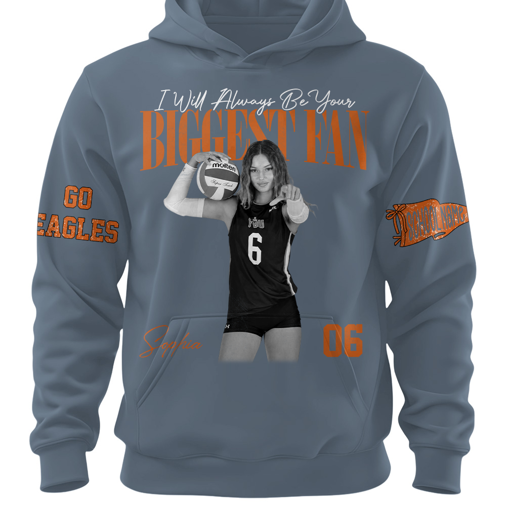 I'll Always Be Your Biggest Fan, Personalized Vintage “Biggest Fan” Volleyball Shirt, Custom School Team Name, Gift For Volleyball Lovers T1807 TH23