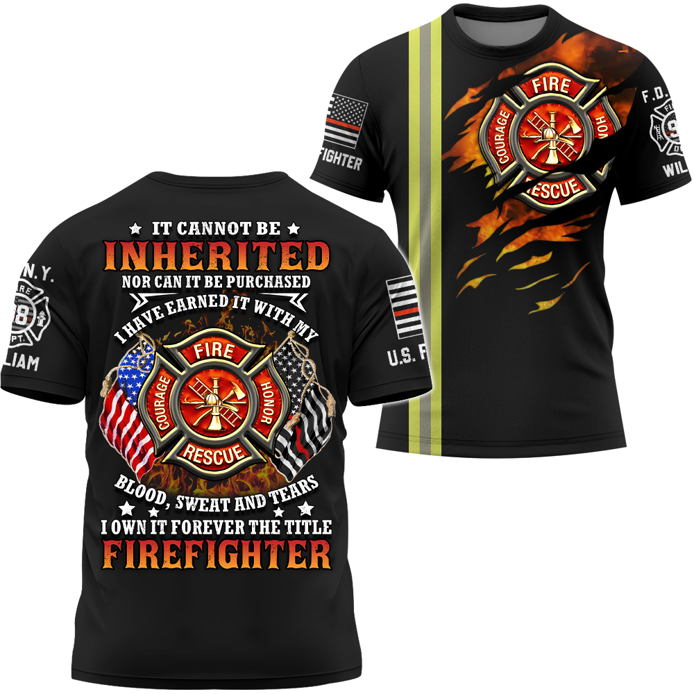 Personalized All Over Print Firefighter Shirt Gifts For Fireman Retired Fireman K1702