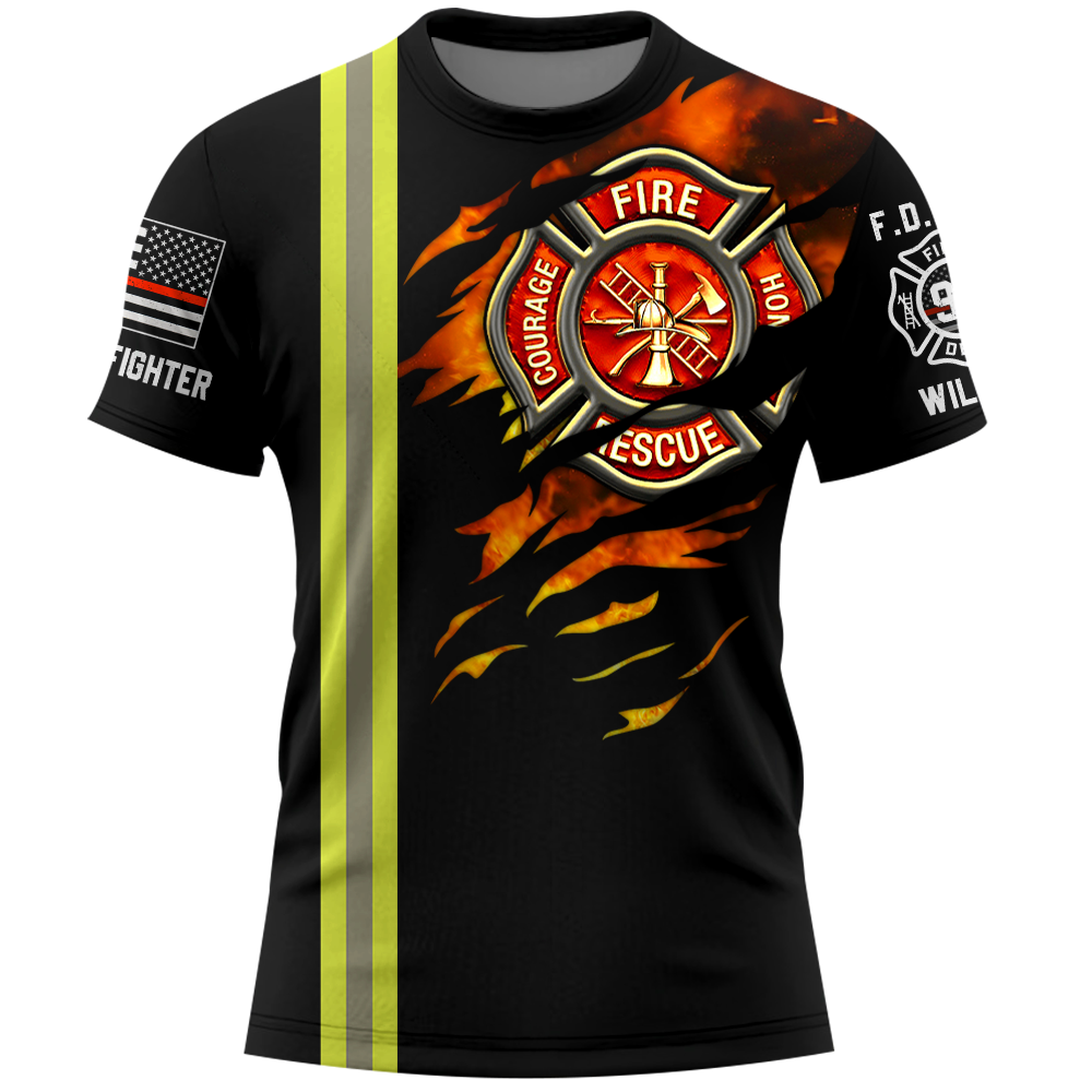Personalized All Over Print Firefighter Shirt Gifts For Fireman Retired Fireman K1702