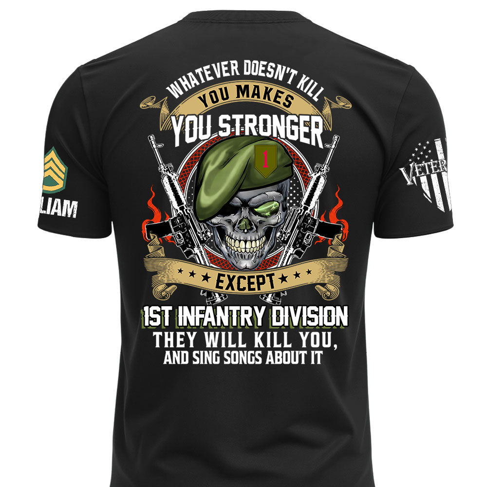 Custom Veteran Shirt Whatever Doesn't Kill You Makes You Stronger Except Military Division Veteran Skull Shirt For Veteran K1702 MT2