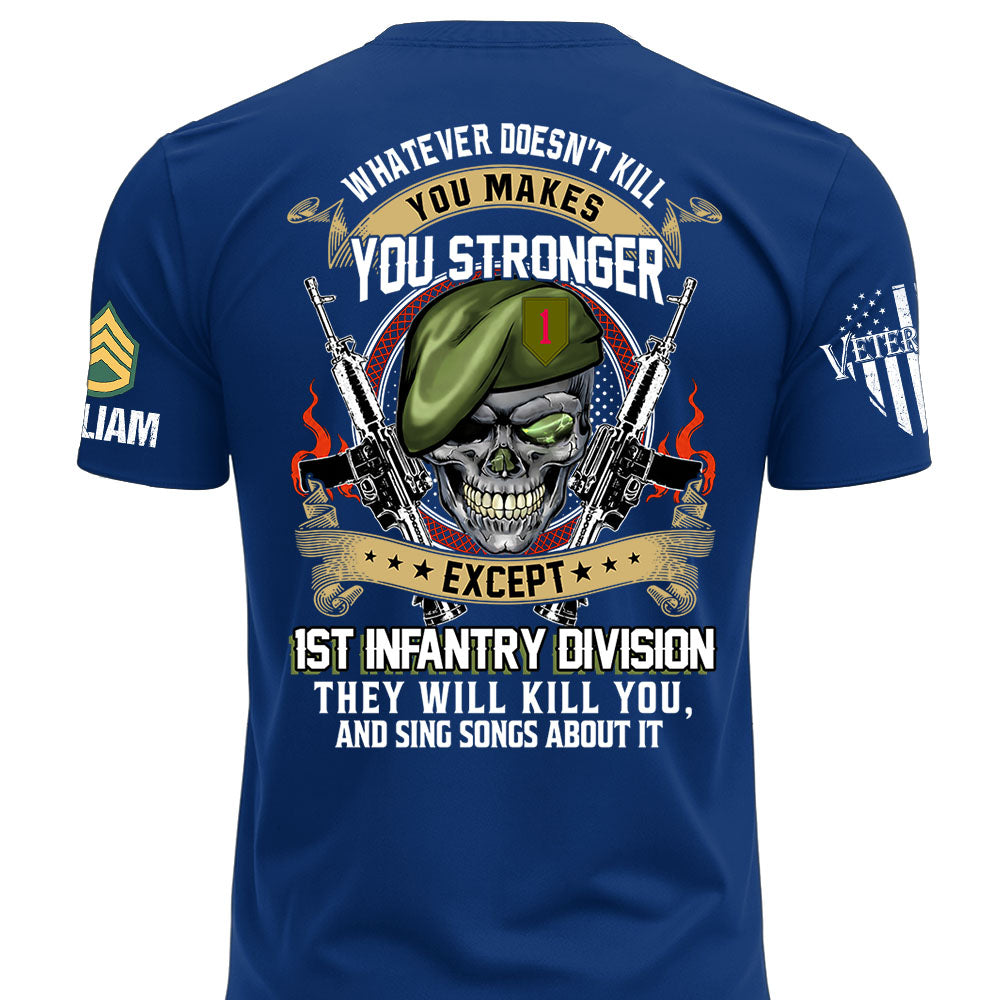 Custom Veteran Shirt Whatever Doesn't Kill You Makes You Stronger Except Military Division Veteran Skull Shirt For Veteran K1702 MT2