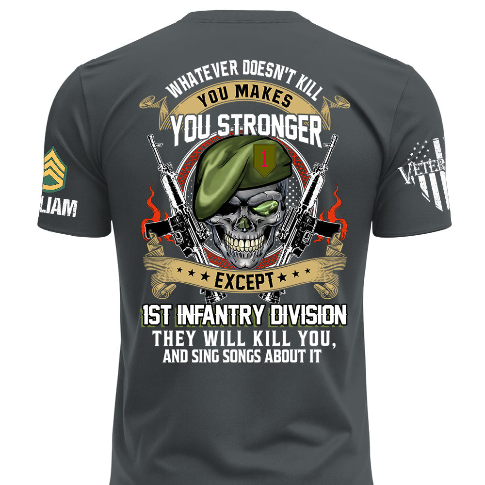 Custom Veteran Shirt Whatever Doesn't Kill You Makes You Stronger Except Military Division Veteran Skull Shirt For Veteran K1702 MT2