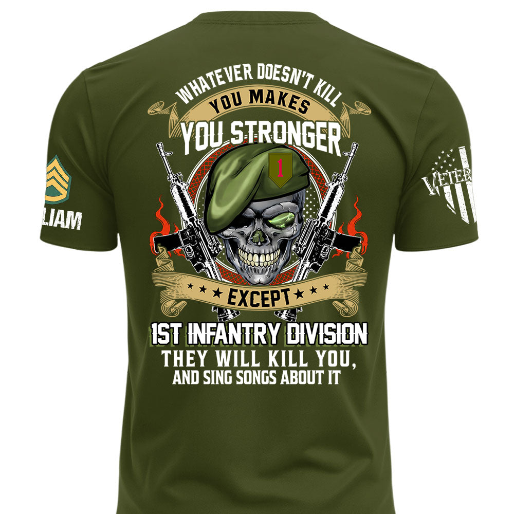 Custom Veteran Shirt Whatever Doesn't Kill You Makes You Stronger Except Military Division Veteran Skull Shirt For Veteran K1702 MT2
