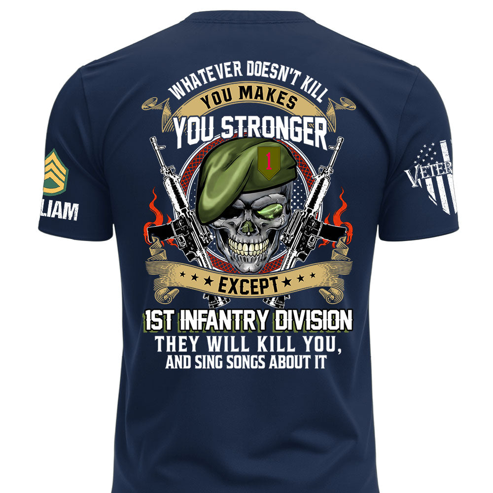Custom Veteran Shirt Whatever Doesn't Kill You Makes You Stronger Except Military Division Veteran Skull Shirt For Veteran K1702 MT2