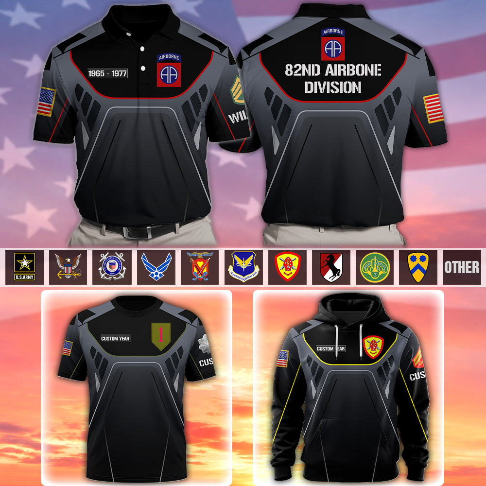 Personalized All Over Print Shirt Custom Polo Shirt  For Veteran Available All Military Branch Gift For Veteran Dad, Grandpa K1702 MT2
