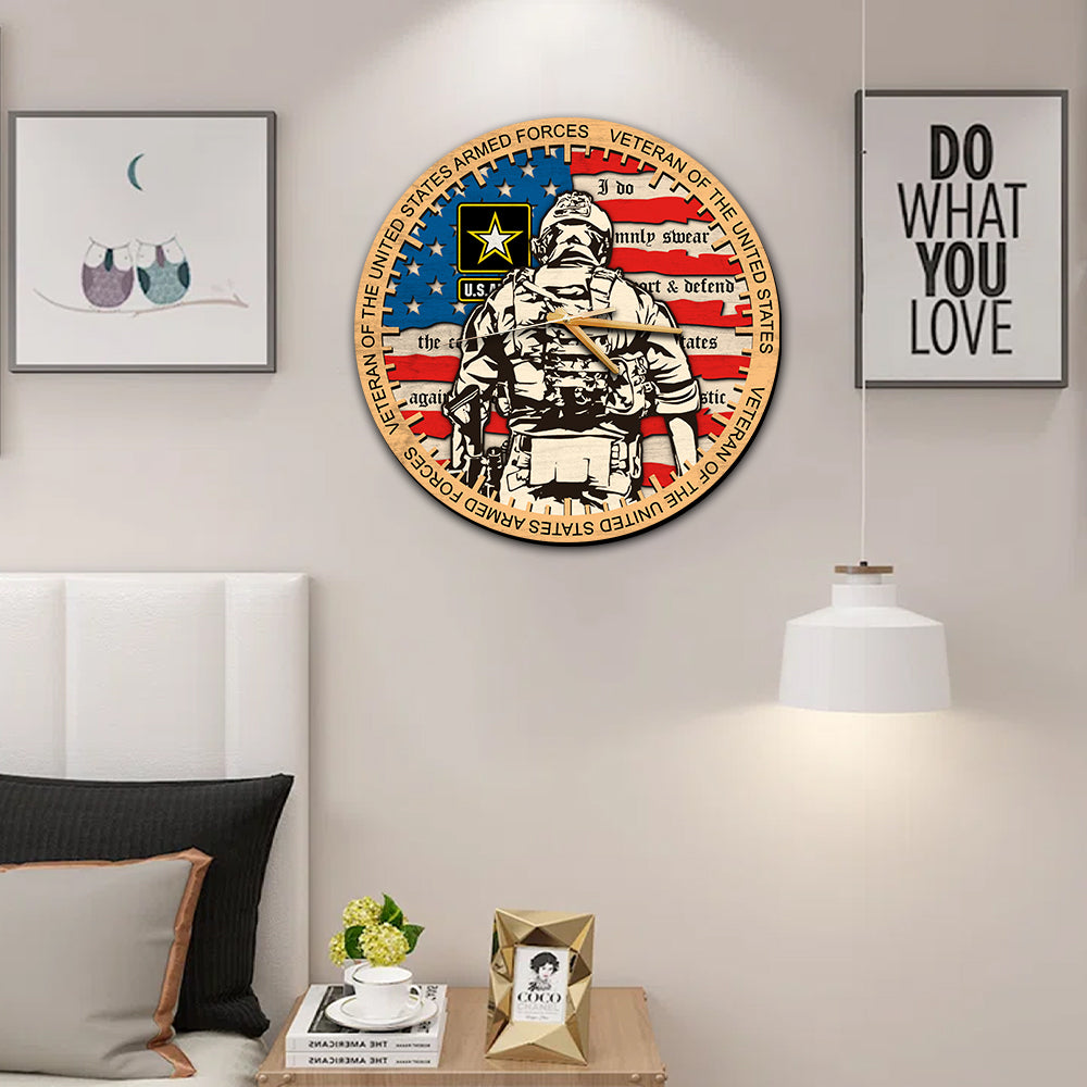 Personalized Wooden Wall Clock 2 Layered Available All Military Branch Gift For Veterans K1702 Trhn