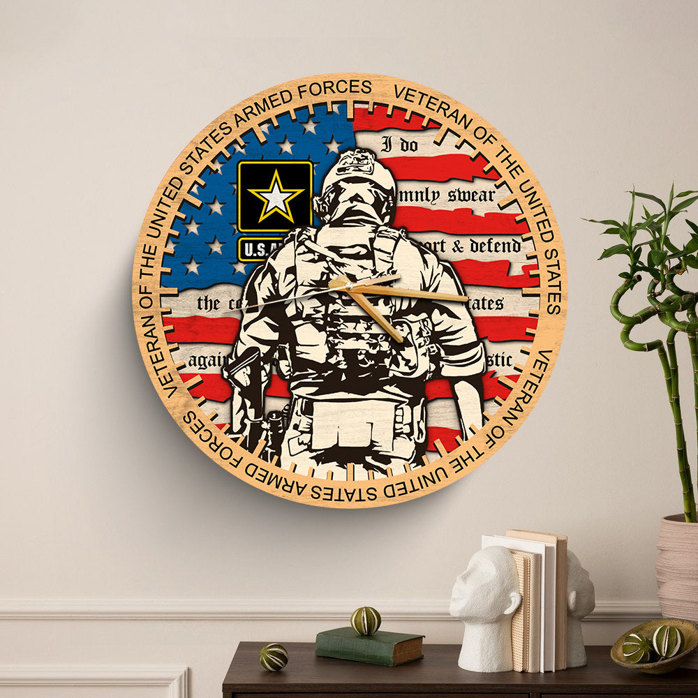 Personalized Wooden Wall Clock 2 Layered Available All Military Branch Gift For Veterans K1702 Trhn