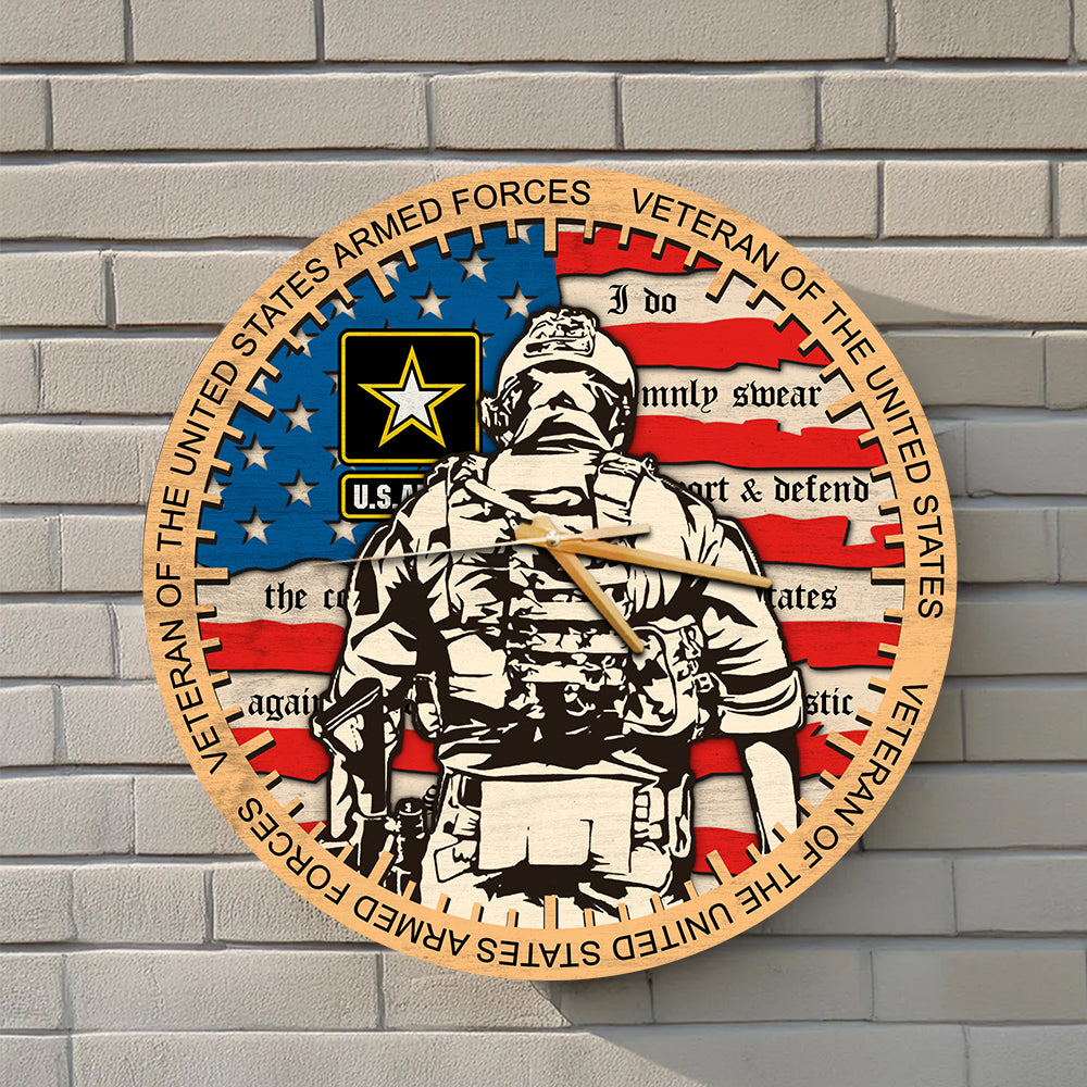 Personalized Wooden Wall Clock 2 Layered Available All Military Branch Gift For Veterans K1702 Trhn