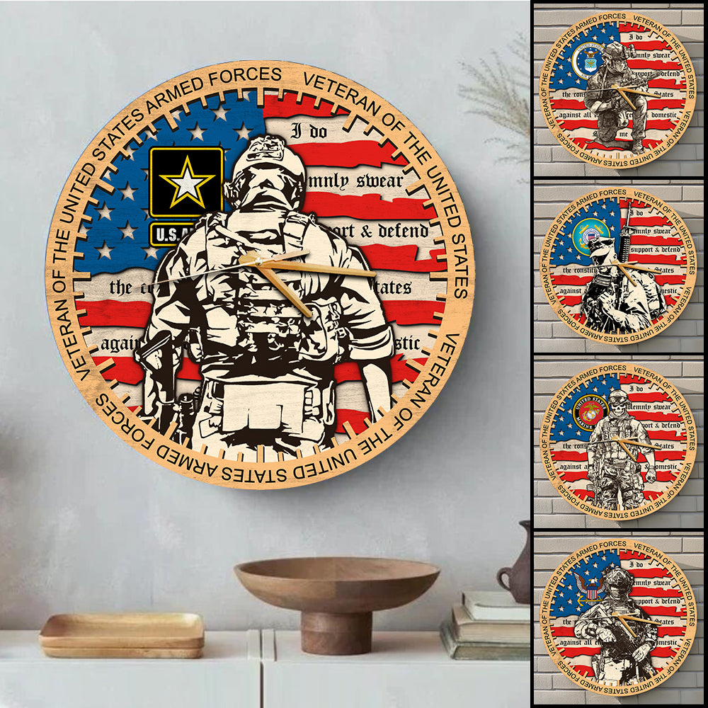 Personalized Wooden Wall Clock 2 Layered Available All Military Branch Gift For Veterans K1702 Trhn