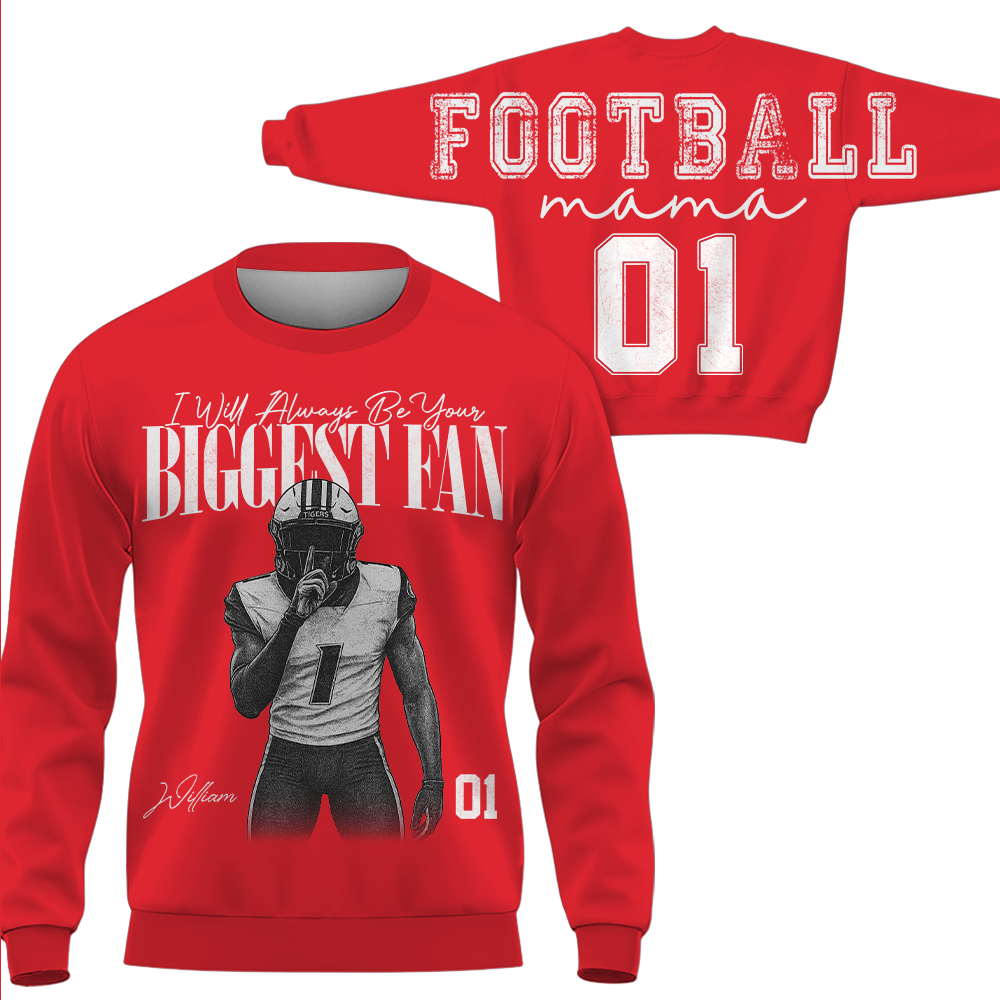 Personalized I'll Always Be Your Biggest Fan Shirt, Custom Player Photo & Number, Football Mom Gift for Game Day Na02 Hv01