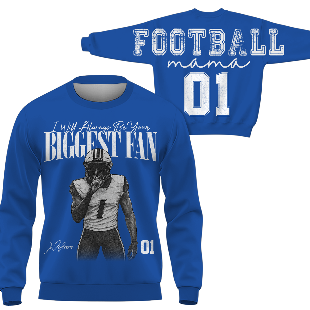 Personalized I'll Always Be Your Biggest Fan Shirt, Custom Player Photo & Number, Football Mom Gift for Game Day Na02 Hv01