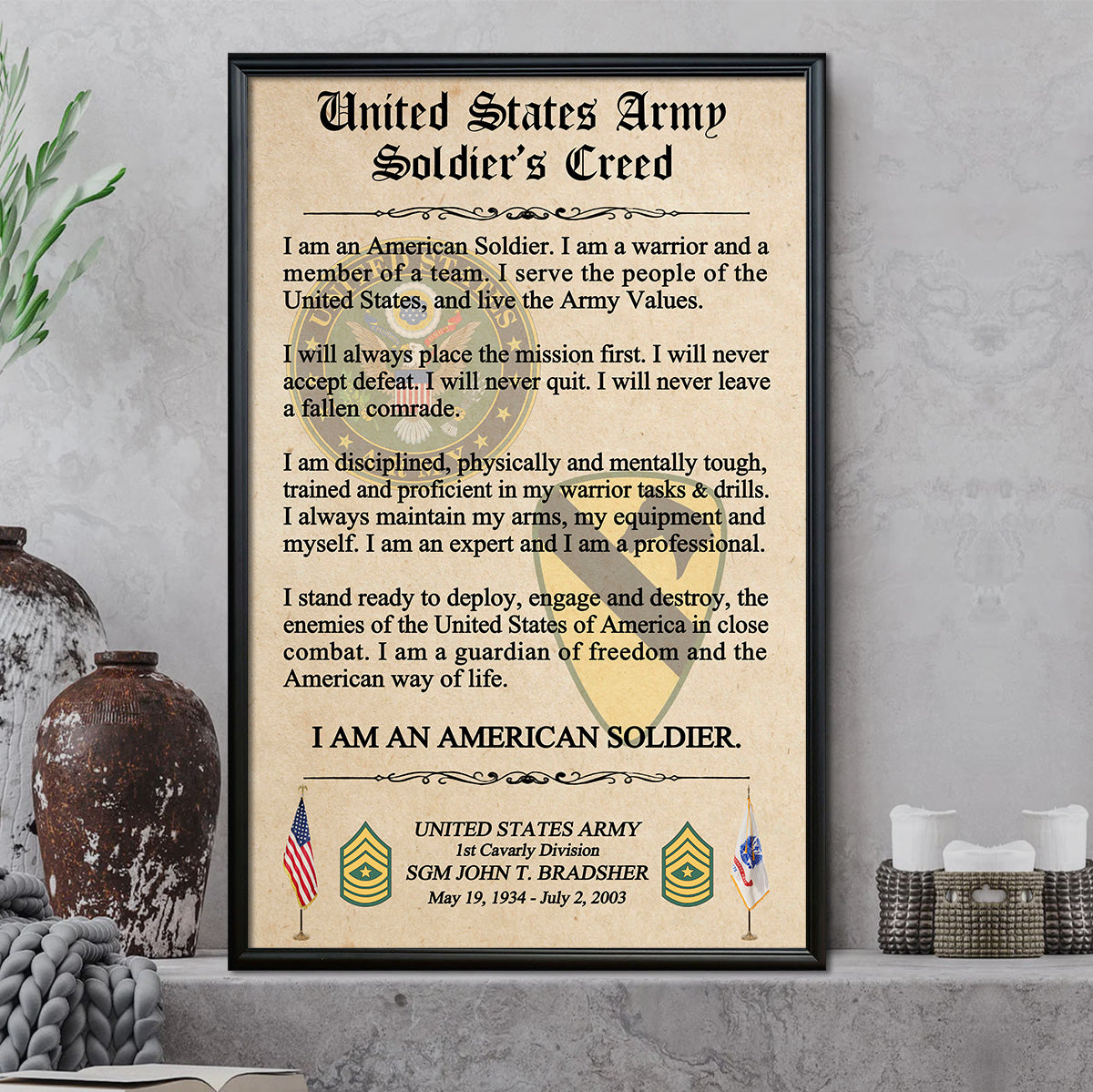 Personalized US Military Creed, Veteran Creed Custom All Military Branches Gift For Veterans K1702 Trhn