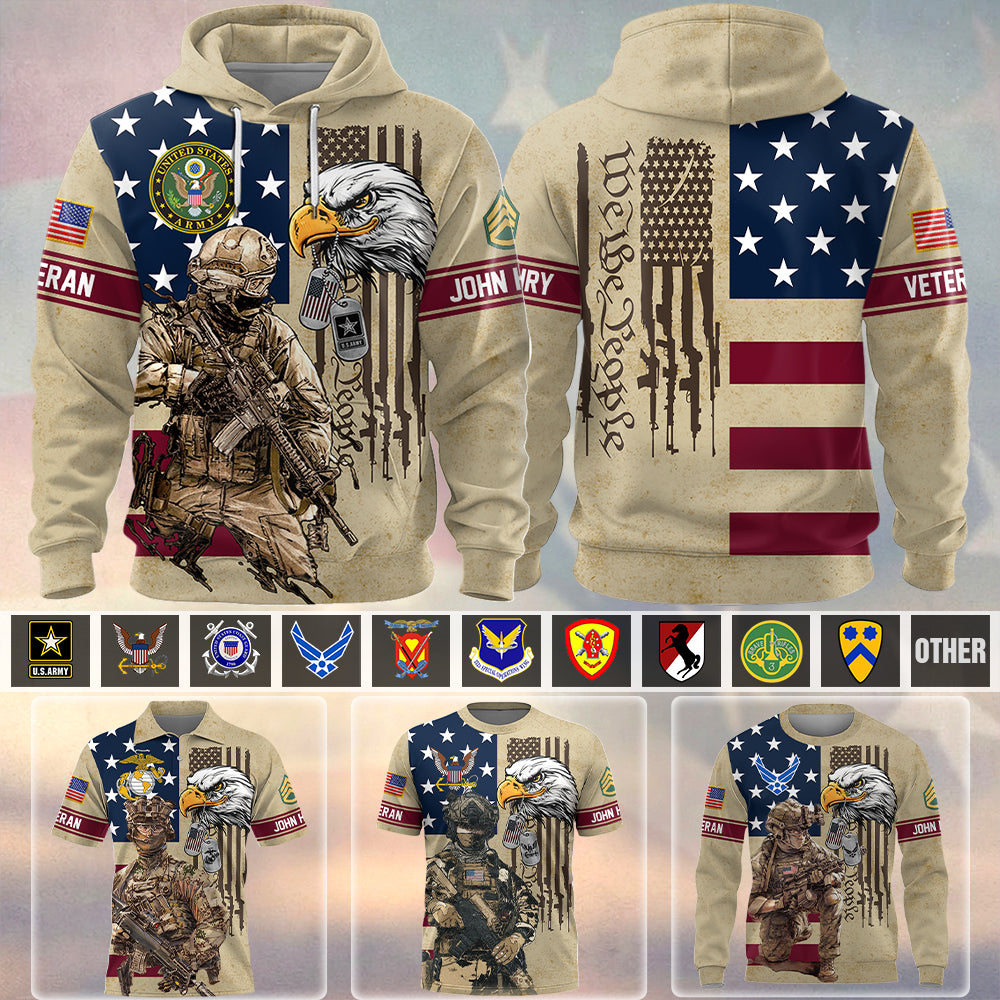 Personalized All Over Print Shirt We The People Custom Gift For Veteran Military Shirt Retired K1702 Hv01