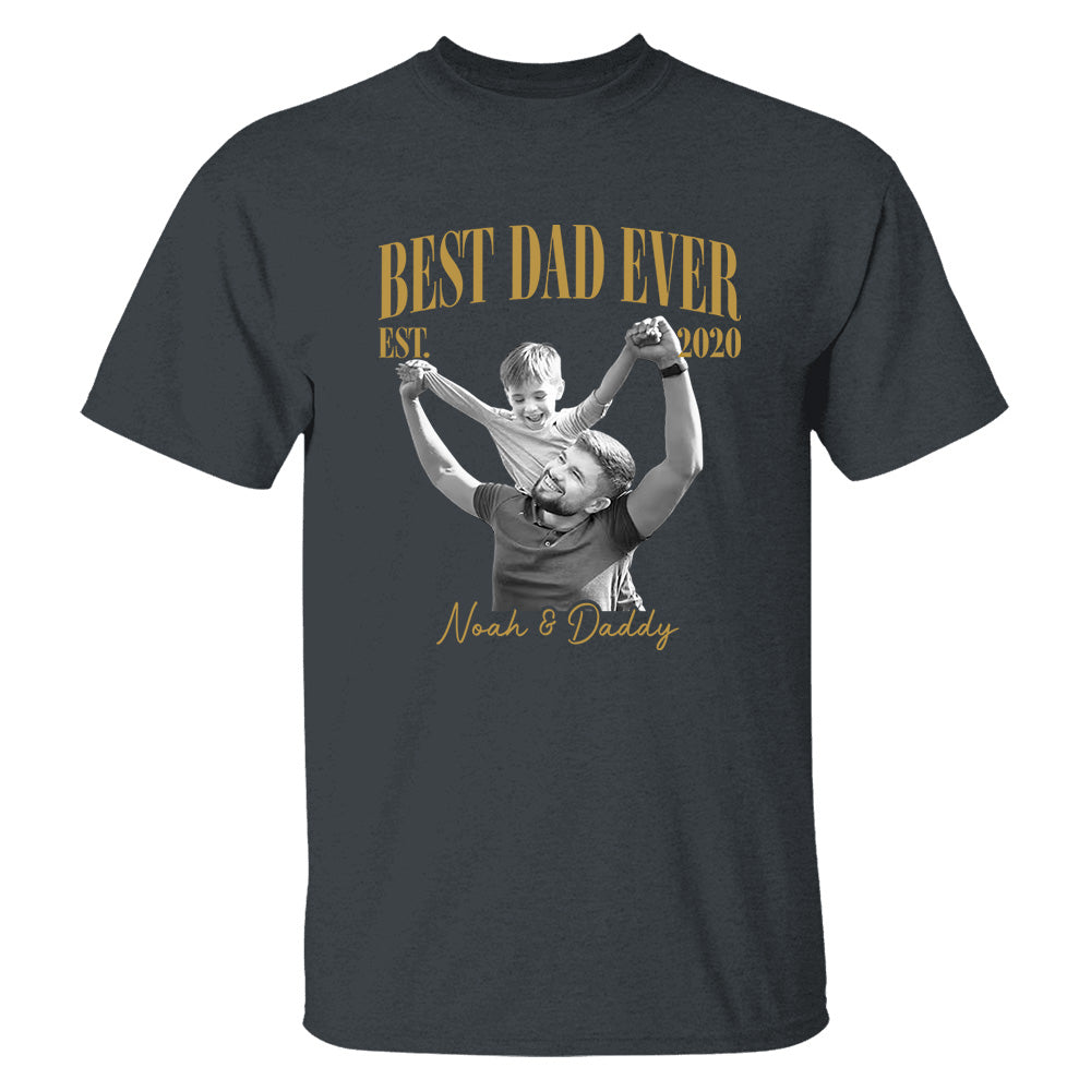 Best Dad Ever Vintage Photo Shirt, Personalized Dad Picture Shirt With Kids Photo, Father's Day Shirt, New Dad Gift MI209 VH01