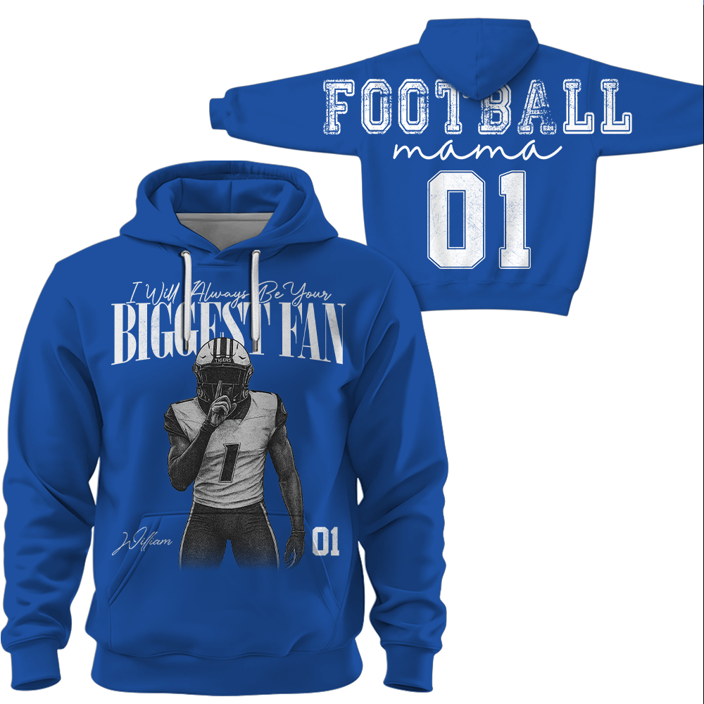 Personalized I'll Always Be Your Biggest Fan Shirt, Custom Player Photo & Number, Football Mom Gift for Game Day Na02 Hv01