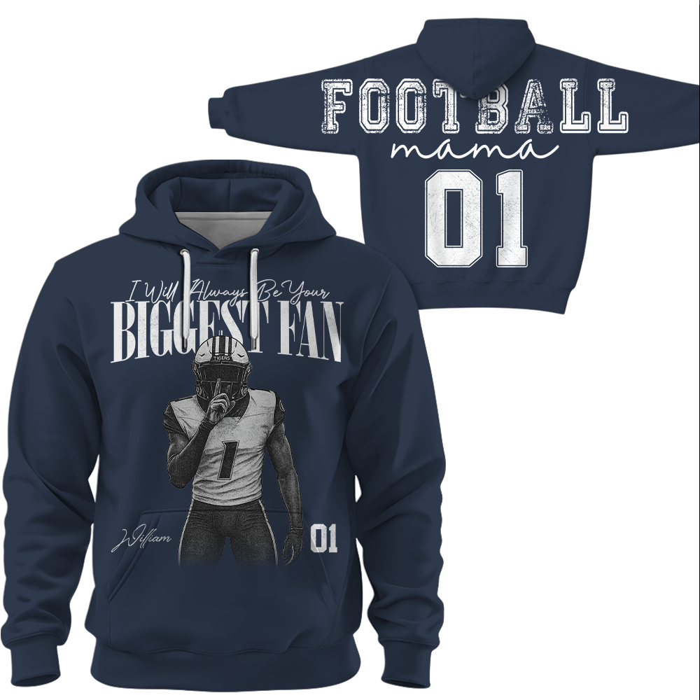 Personalized I'll Always Be Your Biggest Fan Shirt, Custom Player Photo & Number, Football Mom Gift for Game Day Na02 Hv01